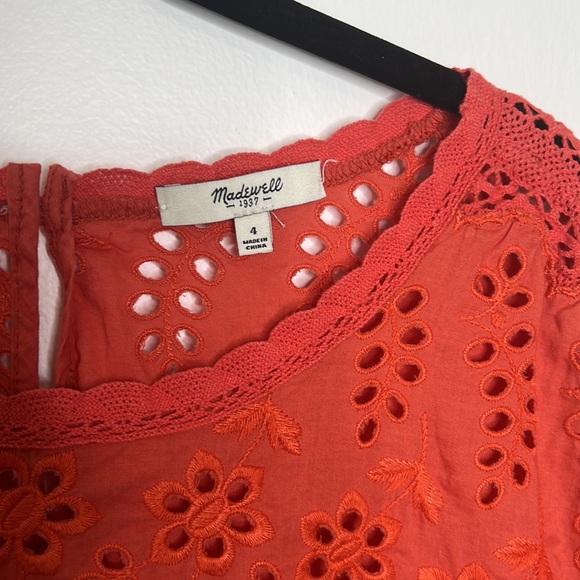 Madewell Size 4 Coral Eyelet Dress - Picture 3 of 9